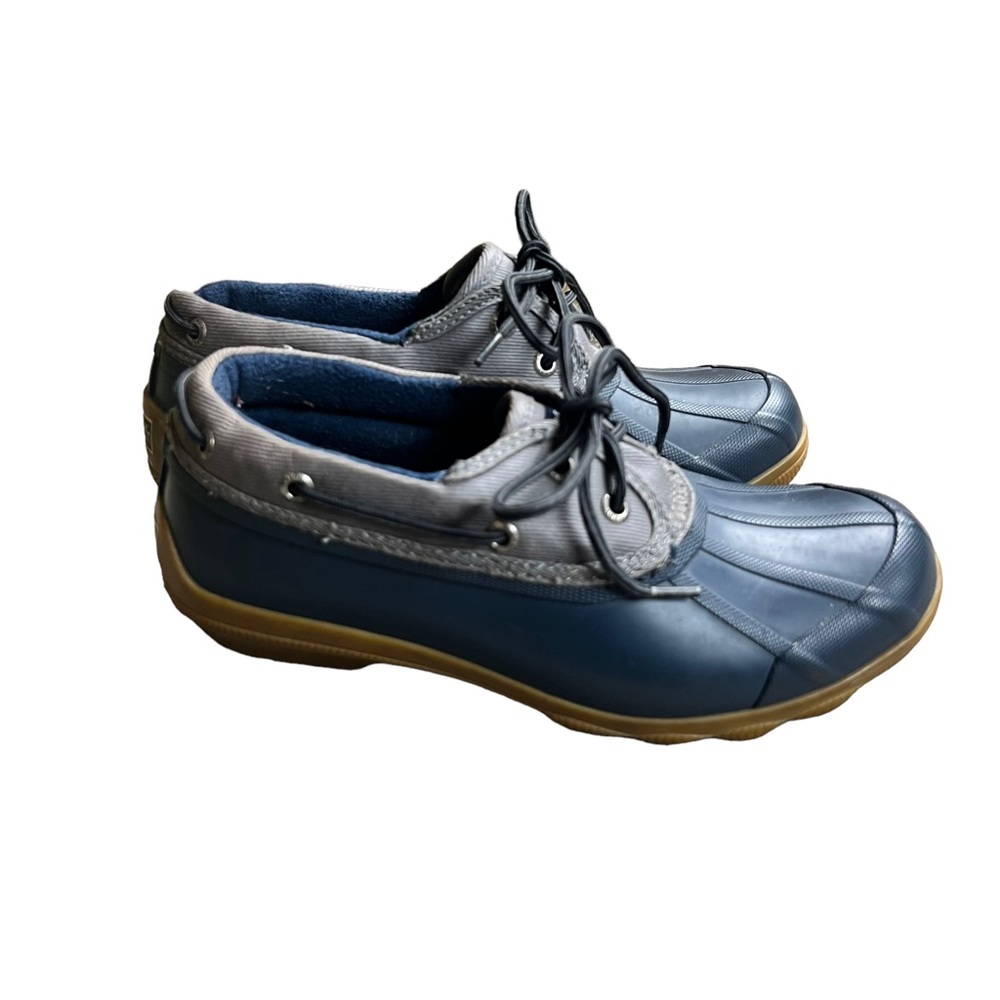 Sperry women’s navy low‎ rise rubber lace up duck boots SZ 7
